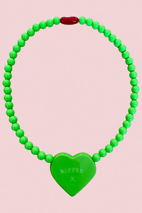 Green Apple Swirl Heart Necklace