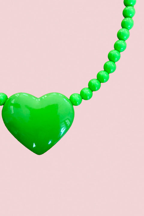 Green Apple Swirl Heart Necklace