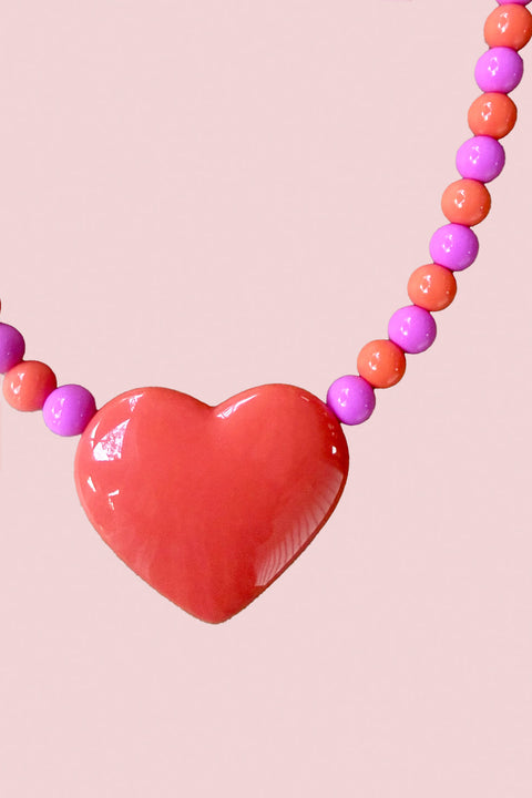 Peach Melba Heart Necklace