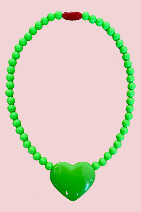 Green Apple Swirl Heart Necklace